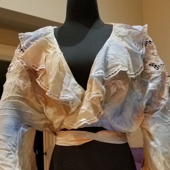 Free People Wild Horses Blouse Luxe Crop Wrap Long Sleeve Floral Print S M L NWT - Picture 5 of 16